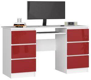 Nowoczesne biurko biało-czerwone połysk - Abetti 3X