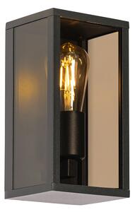 Zewnetrzna Kinkiet / Lampa scienna zewnętrzny czarny z przydymionym szkłem 26 cm IP44 - Charlois Oswietlenie zewnetrzne