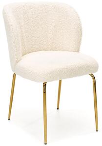 Krzesło K474 baranek, boucle na złotych nogach - kremowy