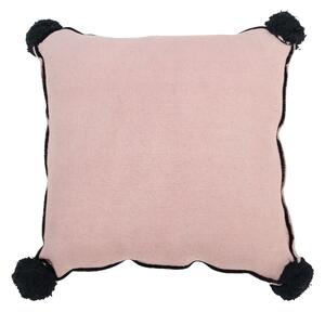 Różowa poduszka z czarnym haftem SQUARE Vintage Nude