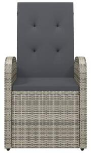 Rozkładane fotele ogrodowe, 2 szt, poduszki, rattan pe, szare