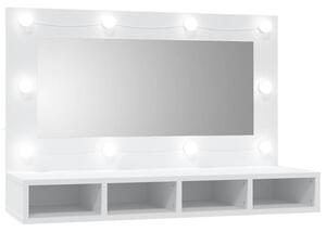 Szafka z lustrem i oświetleniem LED, biała, 90x31,5x62 cm
