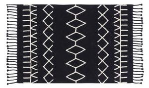 Czarny dywan 140x200 w niesymetryczne, białe linie BEREBER Black