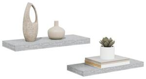 Półki ścienne, 2 szt., szarość betonu, 60 x 23,5 x 3,8 cm, mdf