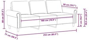 Sofa 3-osobowa, winna czerwieÅ, 180 cm, obita aksamitem