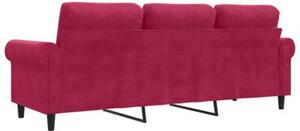 Sofa 3-osobowa, winna czerwieÅ, 180 cm, obita aksamitem