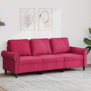 Sofa 3-osobowa, winna czerwieÅ, 180 cm, obita aksamitem