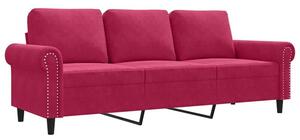 Sofa 3-osobowa, winna czerwieÅ, 180 cm, obita aksamitem