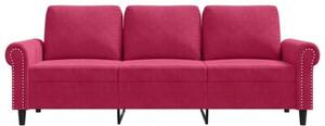 Sofa 3-osobowa, winna czerwieÅ, 180 cm, obita aksamitem