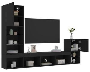 4-cz. zestaw mebli TV z LED, czarny, materiał drewnopochodny