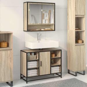 Szafka pod umywalkę łazienkową sonoma oak 80x33x60 cm drewno klejone