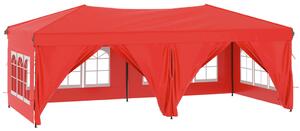 Składany namiot imprezowy ze ściankami, czerwony, 3x6 m