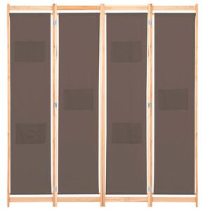 Parawan 4-panelowy, brązowy, 160x170x4 cm, tkanina