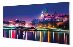 Panel Szklany Nocna Panorama Krakowa nad Wisłą