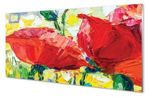 Szklany Panel Czerwone kwiaty