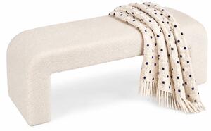 Kremowa prostokątna pufa boucle w stylu nowoczesnym W4-P43