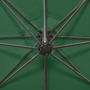 Parasol wiszący z LED i słupkiem, zielony, 300 cm