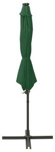 Parasol wiszący z LED i słupkiem, zielony, 300 cm