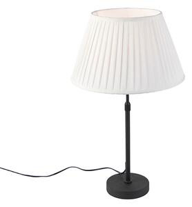 Lampa stołowa regulowana czarna klosz plisowany kremowy 35cm - Parte Oswietlenie wewnetrzne