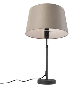 Lampa stołowa regulowana czarna klosz lniany szarobrązowy 35cm - Parte Oswietlenie wewnetrzne