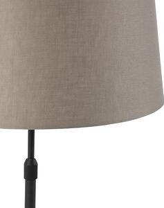Lampa stołowa regulowana czarna klosz lniany szarobrązowy 35cm - Parte Oswietlenie wewnetrzne