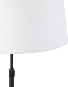 Lampa stołowa regulowana czarna klosz lniany biały 35cm - Parte Oswietlenie wewnetrzne