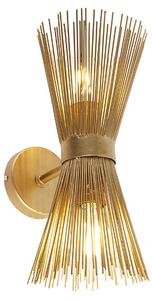Kinkiet / Lampa scienna Art Deco złoty 2-punktowy - Miotła Oswietlenie wewnetrzne
