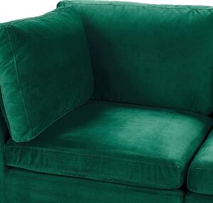 Narożnik modułowy lewostronny 4-osobowy sofa welurowa zielony Evja Beliani