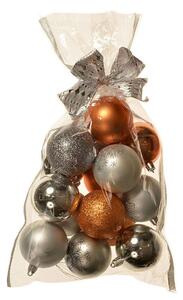 Zestaw ozdób bożonarodzeniowych Becca, 16 szt., śr. 6 cm, srebrny i pomarańczowy