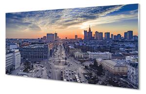 Szkło do Kuchni na Ścianę Warszawskie Wieżowce o Zmierzchu