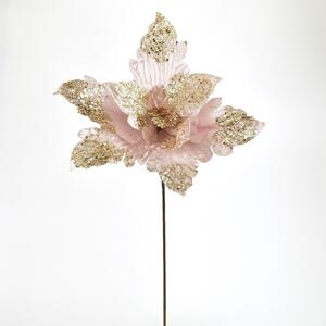 Bożonarodzeniowy błyszczący kwiat różowy, 50 x 32 cm