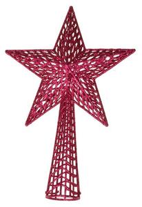Szpic na choinkę Gwiazda giloszowana, 37 cm, różowy
