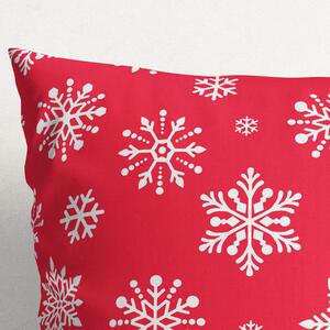 Goldea poszewka na poduszkę bawełniana świąteczna - płatki śniegu na jaskrawej czerwieni 40 x 40 cm