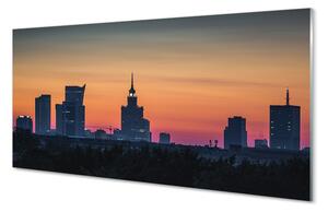 Szkło do Kuchni na Ścianę Zachód Słońca nad Warszawą