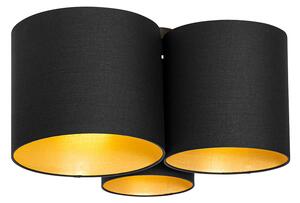 Lampa sufitowa czarna ze złotym wnętrzem 3-punktowa - Multidrum Oswietlenie wewnetrzne