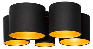 Lampa sufitowa czarna ze złotym wnętrzem 5-punktowa - Multidrum Oswietlenie wewnetrzne