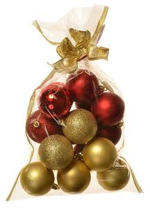 Zestaw ozdób bożonarodzeniowych Becca, 16 szt., śr. 6 cm, złoty i czerwony