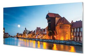Panel szklany do Kuchni Noc nad Motławą i Starym Miastem