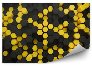 3D sześciokąty czarno żółte Okleina ścienna 3D sześciokąty czarno żółte