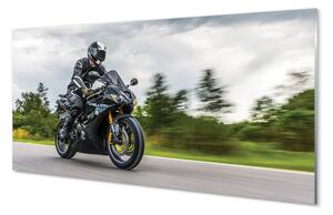 Szklany Panel Motocykl na Drodze pod Chmurami