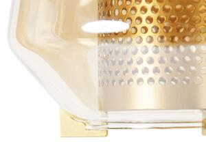 Złota lampa wisząca art deco z bursztynowym szkłem 6 lampek - Kevin Oswietlenie wewnetrzne