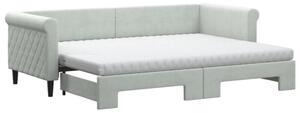 Sofa rozsuwana z materacami, jasnoszara, 80x200 cm, aksamit