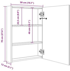 Szafka łazienkowa z lustrem i LED, lśniąca czerń, 50x13x70 cm