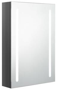 Szafka łazienkowa z lustrem i LED, lśniąca szarość, 50x13x70 cm