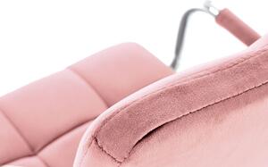 Różowy welurowy fotel obrotowy - Amber 4X
