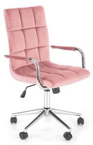 Różowy welurowy fotel obrotowy - Amber 4X