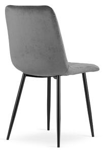 Ciemnoszare krzesło welurowe pikowane do stołu - Fernando 4X