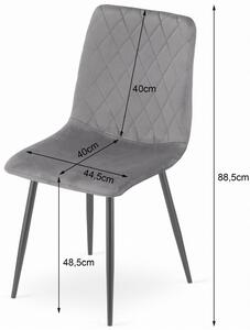 Jasnoszare krzesło pikowane metalowe - Saba 4X