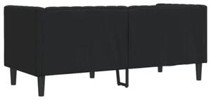 Sofa chesterfield, 2-os., czarna, tapicerowana sztucznÄ skÃ³rÄ