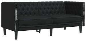 Sofa chesterfield, 2-os., czarna, tapicerowana sztucznÄ skÃ³rÄ